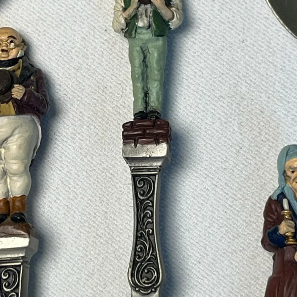 1981‎ Franklin Mint Charles Dickens Christmas Carol Set of 12 Pewter Spoons